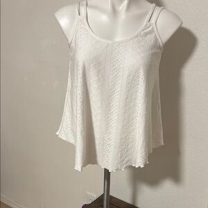 Source Unknown White Sleeveless Relaxed Tank Top